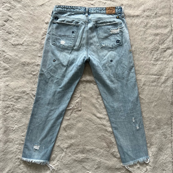 Lucky Brand light colored ripped jean, embroidered flowers sienna slim boyfriend - Picture 3 of 6